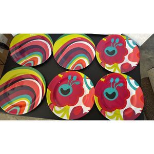 Lot of 6 Random Acts Of Summer Melamine Dinner Plates 11 inches